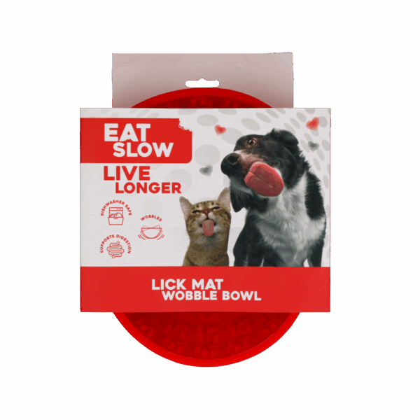 Eat Slow Live Longer Lick Mat Wobble Bowl Red