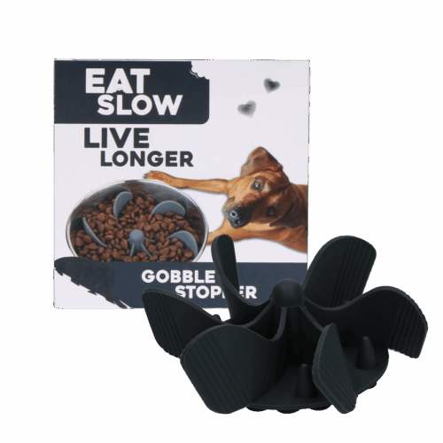 304314 Eat Slow Live Longer Gobble Stopper M Grey