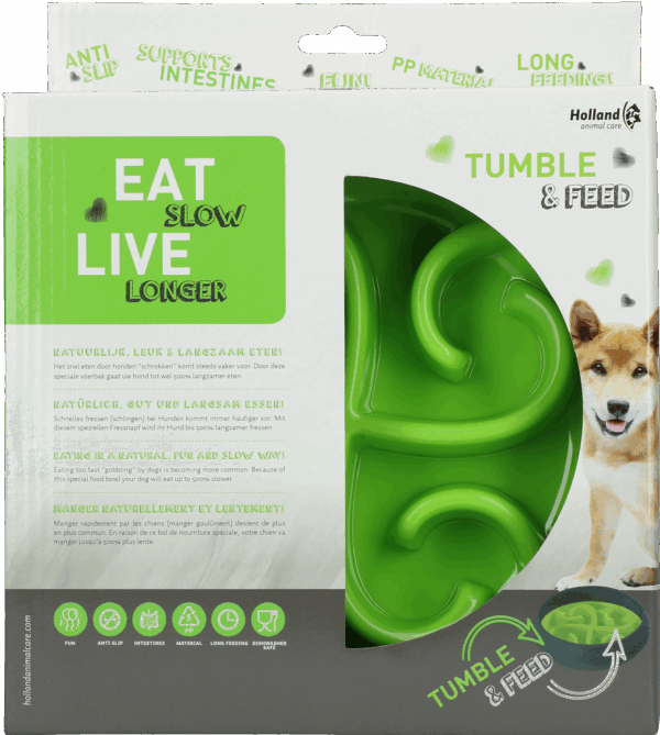 304596 Eat Slow Live Longer Tumble Feeder Grey