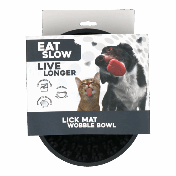Eat Slow Live Longer Lick Mat Wobble Bowl Grey