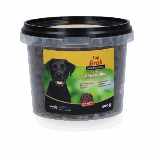 304919 Topbrok kip/rijst geperst 'For all dogs'