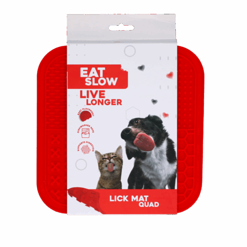 304980 Eat Slow Live Longer Lick Mat Quad Red