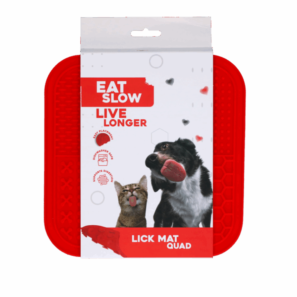 Eat Slow Live Longer Lick Mat Quad Red
