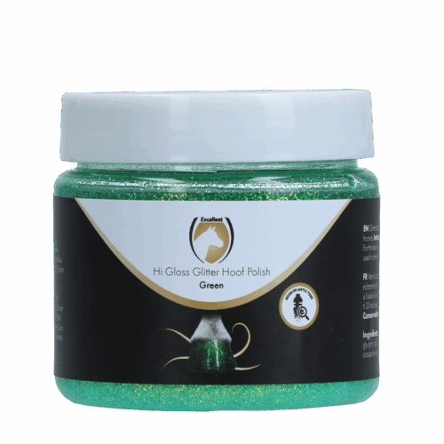 Excellent Horse Hi Gloss Glitter Hoof Polish Green 150 ml