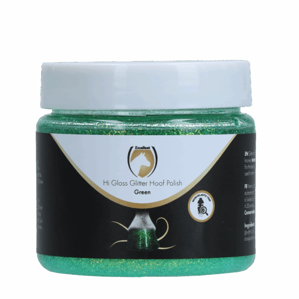 305564 Excellent Horse Hi Gloss Glitter Hoof Polish Green 150 ml