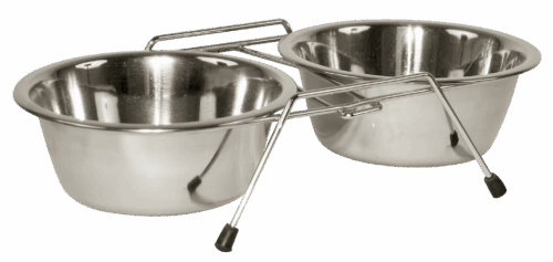 305590 RVS Voerbak Twin Feeder 2 x 450 ml