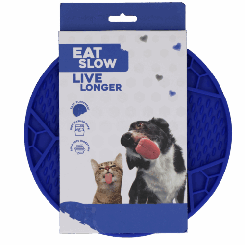 305650 Eat Slow Live Longer Lick Mat Voetbal Blauw