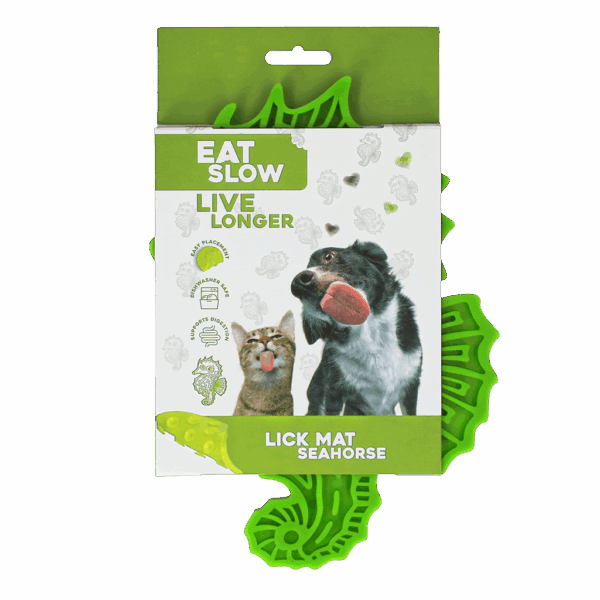 305969 Eat Slow Live Longer Lick Mat Seahorse Rood