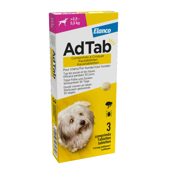 306030 Adtab kauwtablet voor honden (>2,5 - 5,5 kg) 3 tabletten