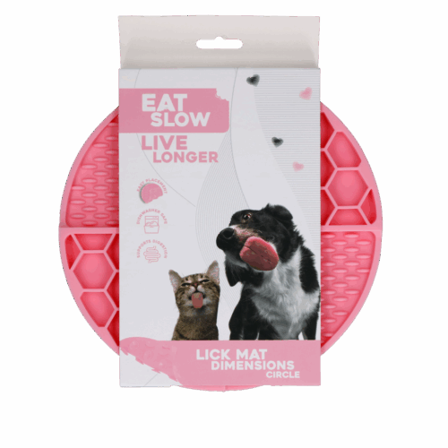 306196 Eat Slow Live Longer Lick Mat Dimensions Circle Pink