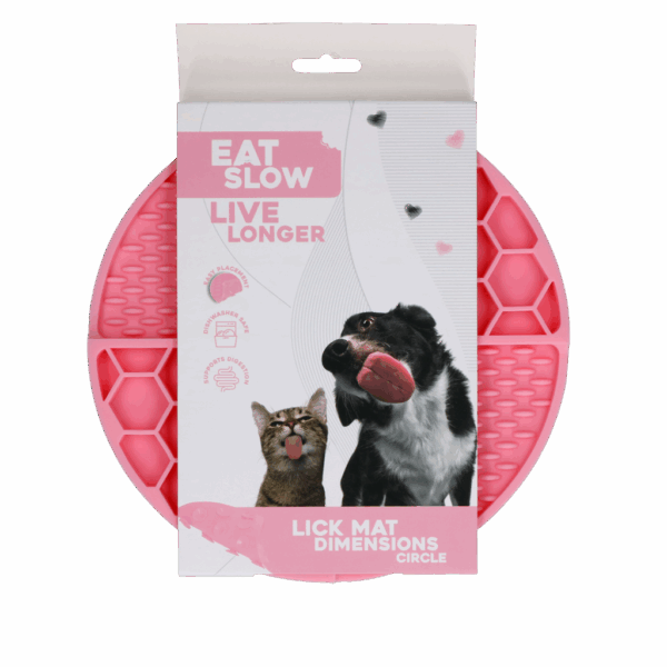 306196 Eat Slow Live Longer Lick Mat Dimensions Circle Pink