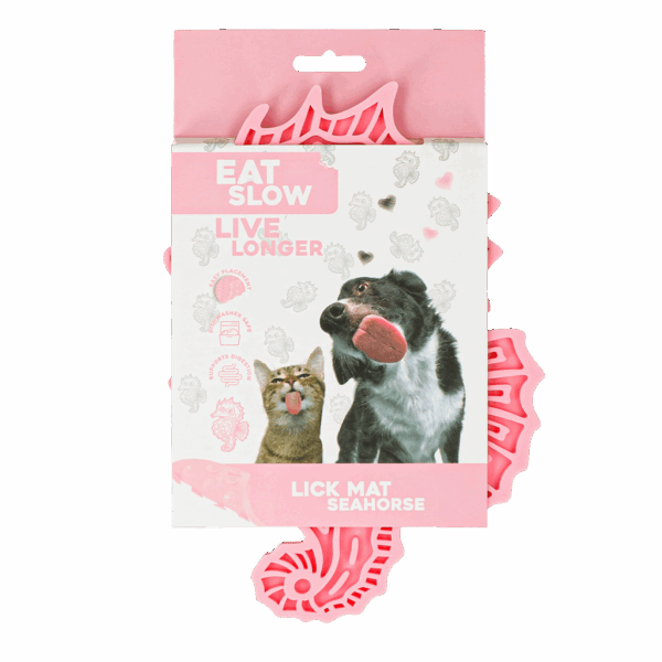 306465 Eat Slow Live Longer Lick Mat Seahorse Rood