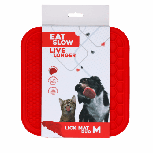 306787 Eat Slow Live Longer Lick Mat Duo M Red