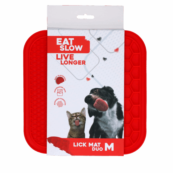 Eat Slow Live Longer Lick Mat Duo M Red