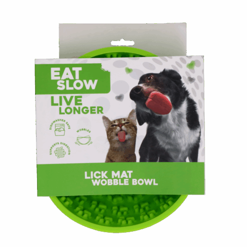 306950 Eat Slow Live Longer Lick Mat Wobble Bowl Green
