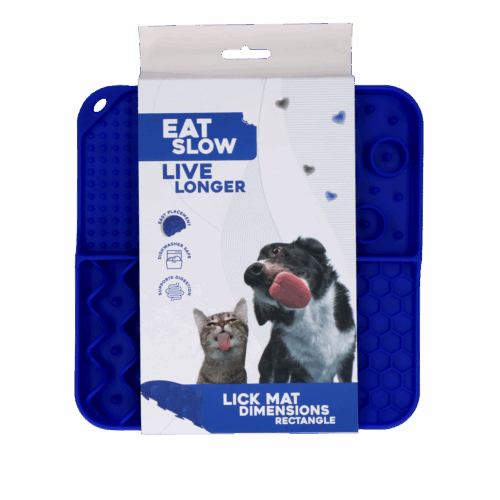 306955 Eat Slow Live Longer Lick Mat Dimensions Rectangle Blue