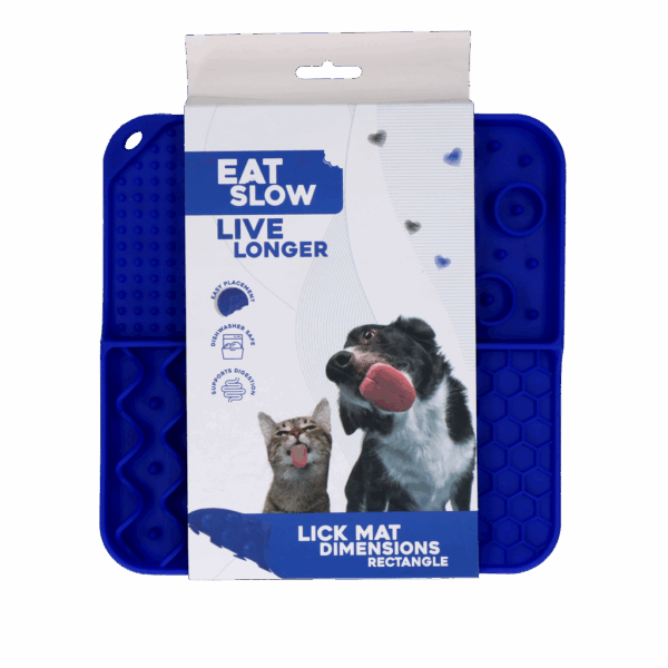 306955 Eat Slow Live Longer Lick Mat Dimensions Rectangle Blue
