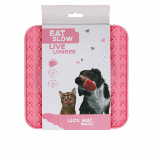 307007 Eat Slow Live Longer Lick Mat Wave Pink