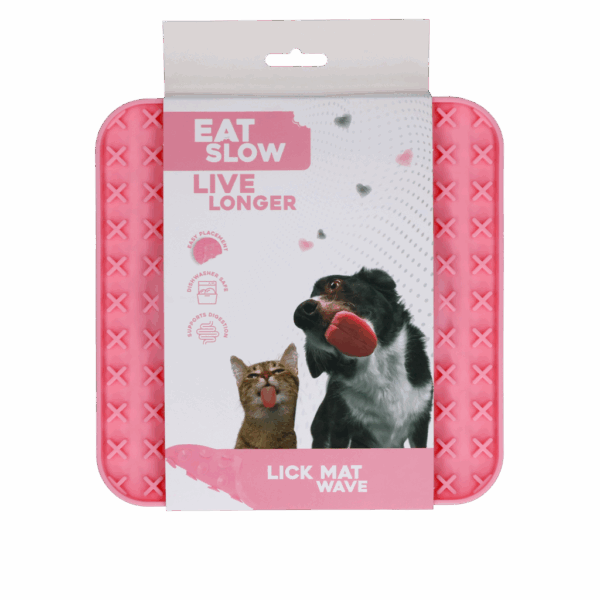 307007 Eat Slow Live Longer Lick Mat Wave Pink