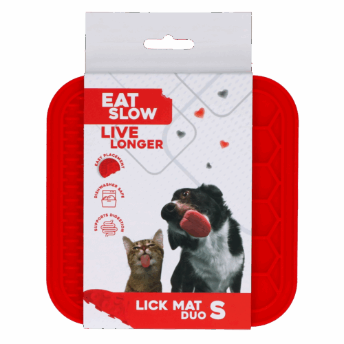 307526 Eat Slow Live Longer Lick Mat Duo S Red
