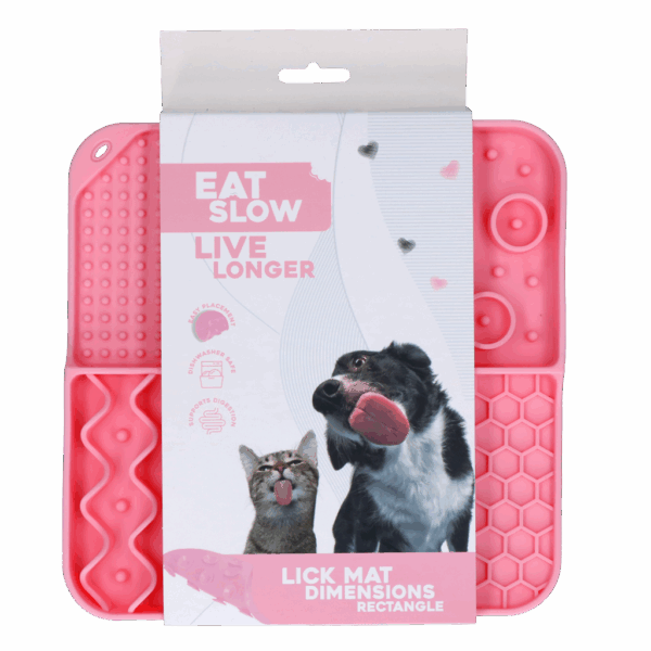 307652 Eat Slow Live Longer Lick Mat Dimensions Rectangle Pink