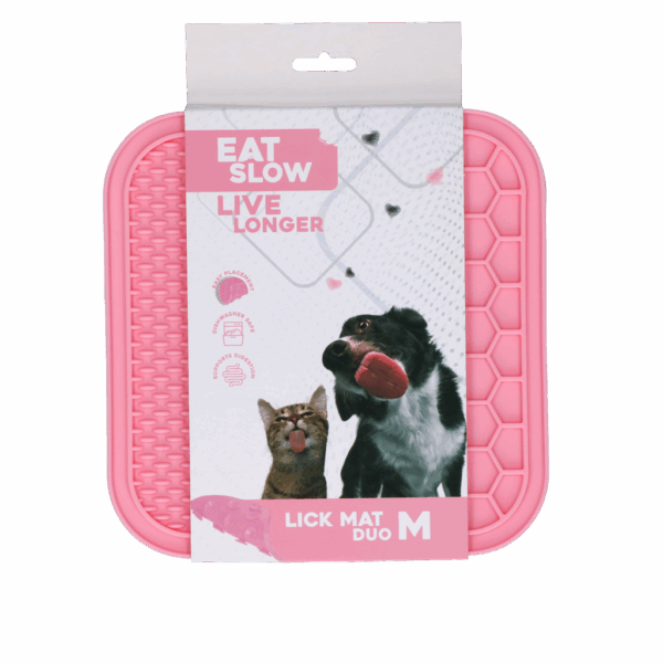 307813 Eat Slow Live Longer Lick Mat Duo M Pink
