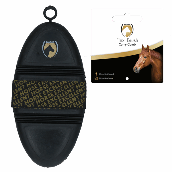 308757 Excellent Horse Flexi Brush Curry Comb Black
