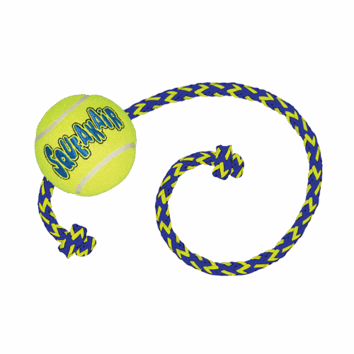 85694 KONG Air Squeaker Tennis Ball M 6 cm met touw 52 cm
