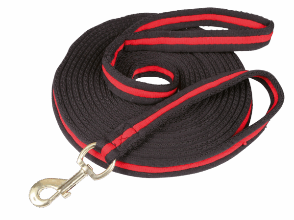 Longeerlijn soft zwart/rood 8 meter